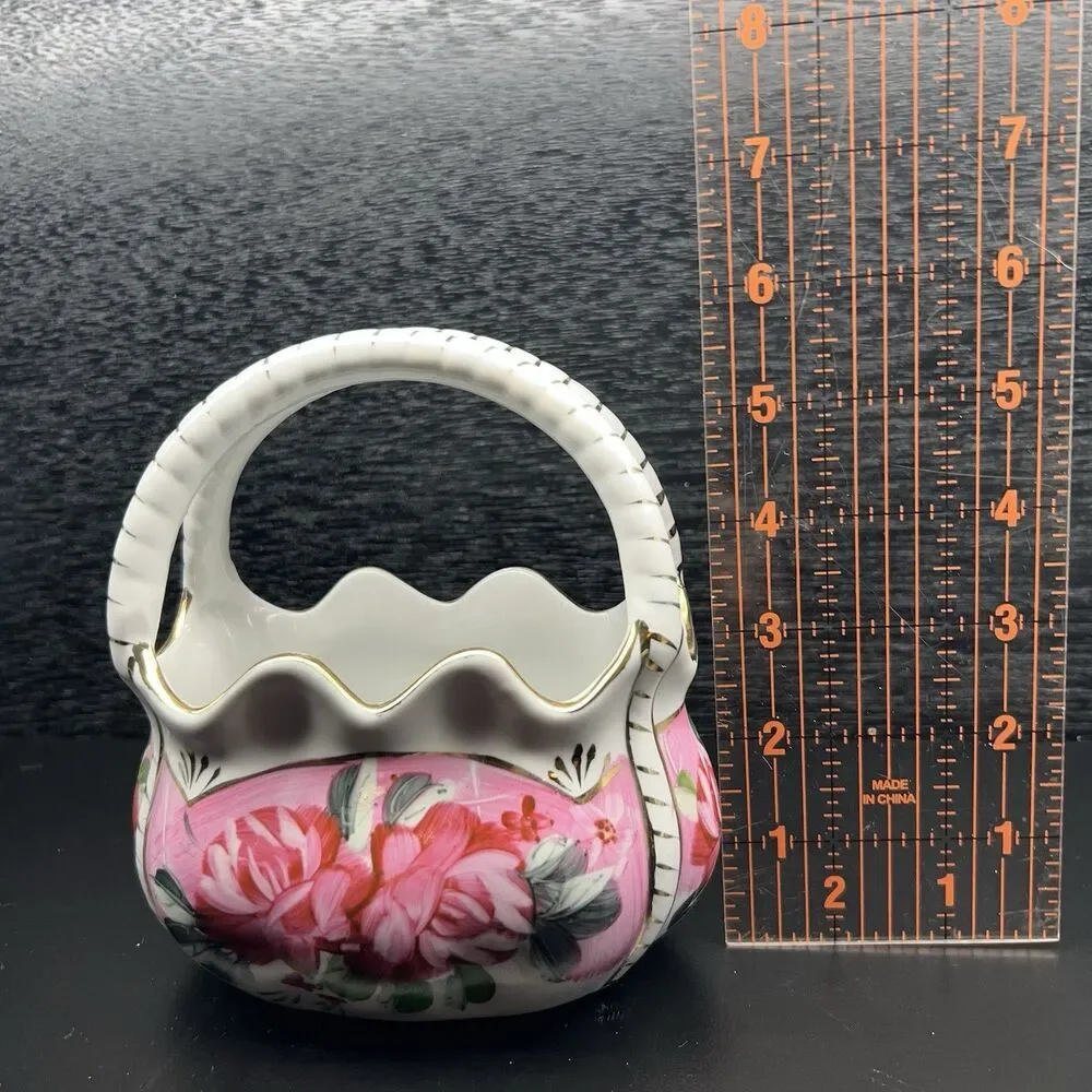 Formalities - Baum Bros -Victorian Purse- Rose Patterned Vase-Gold Tone Accents